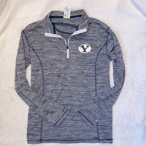 Russell BYU Pullover Sports Workout Jersey 1/4 Zip 1/2 Long Sleeve Runner Jacket